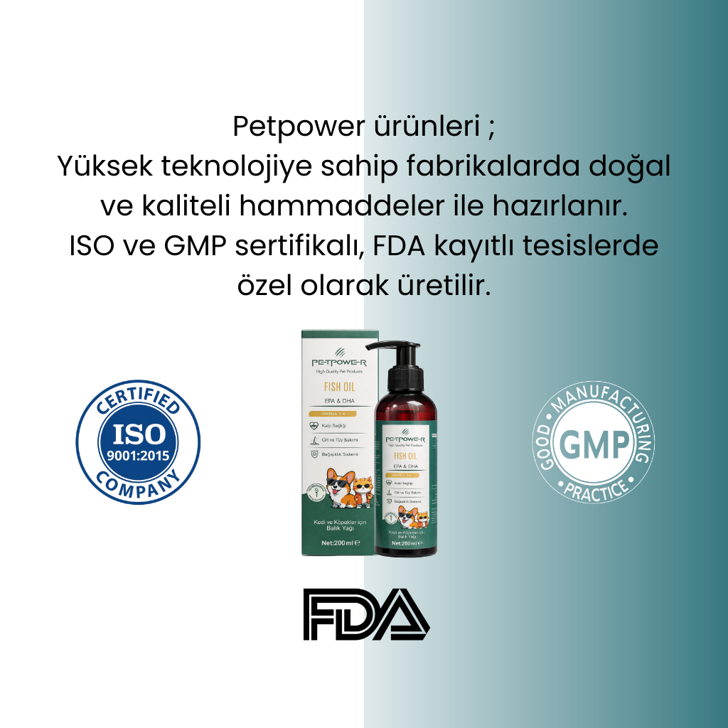 Kedi Köpek Balık Yağı, Fish Oil Omega 3 & 6 (EPA DHA) Cilt ve Tüy Bakımı 200 ml