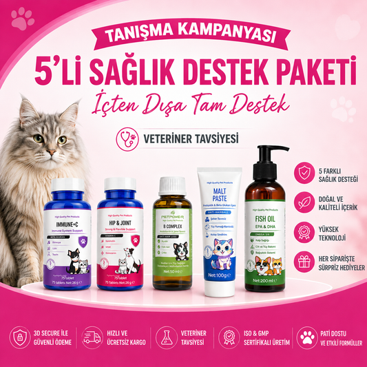 Kediler İçin 5'li Sağlık Destek Paketi