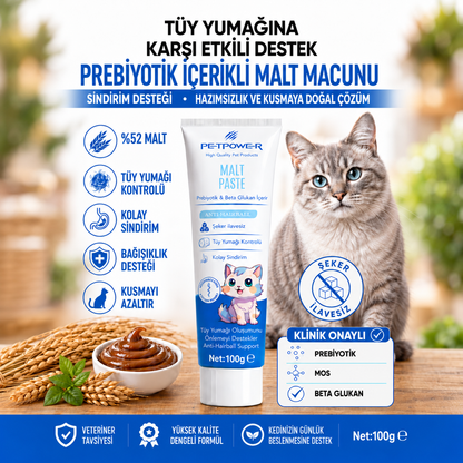 Tüy Yumağı Engelleyici Kedi Maltı 100 gr - Anti Hairball, Kusma Önleyici ve Sindirimi Düzenleyici Malt Macunu