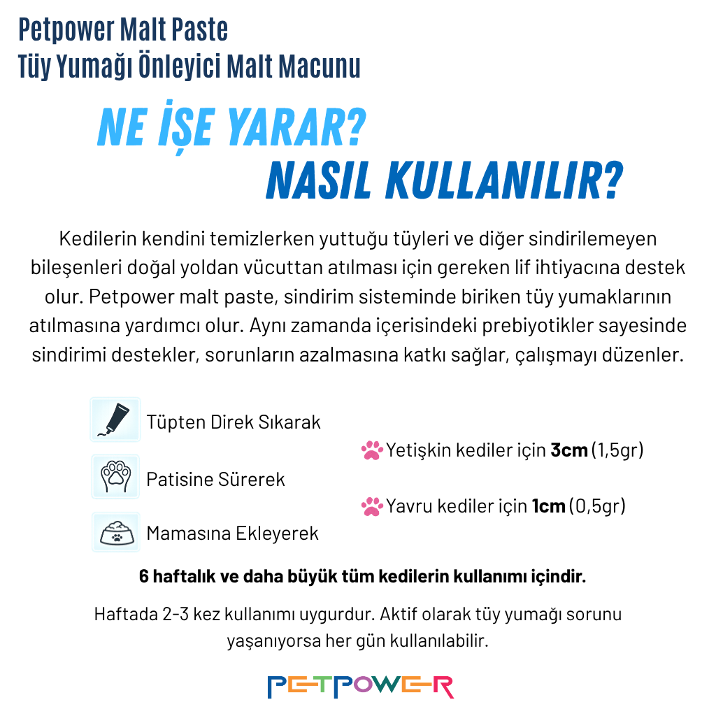 Tüy Yumağı Engelleyici Kedi Maltı 100 gr - Anti Hairball, Kusma Önleyici ve Sindirimi Düzenleyici Malt Macunu