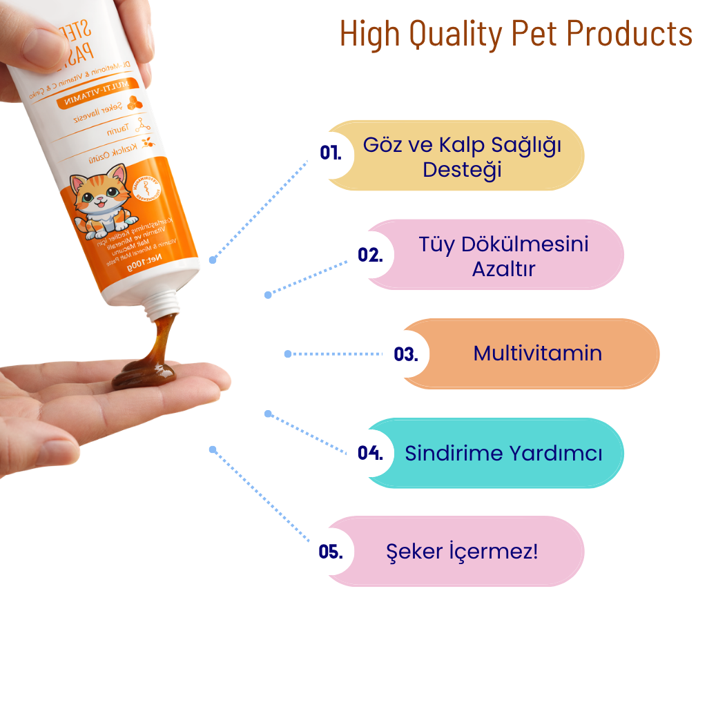 Tüy Dökümü Önleyici Kedi Maltı 100 gr - Üriner Sistem Desteği, Taurin ve Multivitaminli Malt Macunu